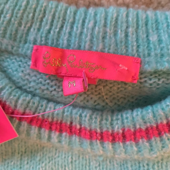 Lilly Pulitzer NWT Women’s M Rollins Sweater Surf Blue Vacay Ready Intarsia - Picture 8 of 8